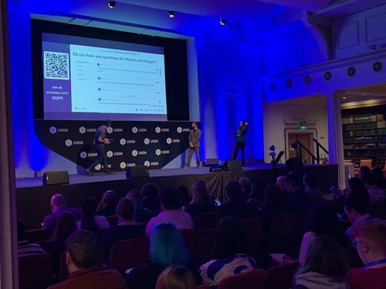 Image of a UX design talk at UXDX-23 in Dublin's RDS.