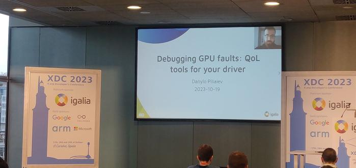 Danylo Piliaiev during his XDC 2023 talk