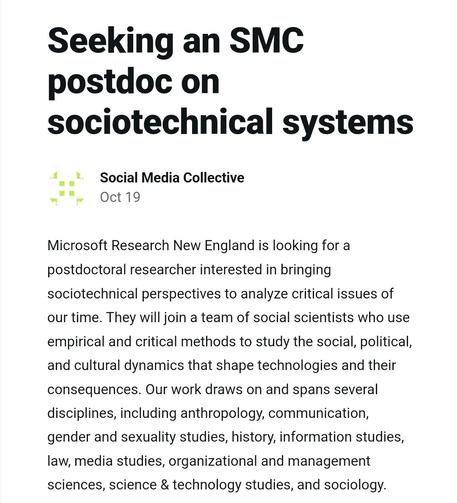 Announcement for SMC Postdoc position