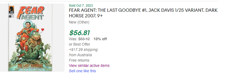 eBay sold listing for $56.81 on Oct 7, 2023.