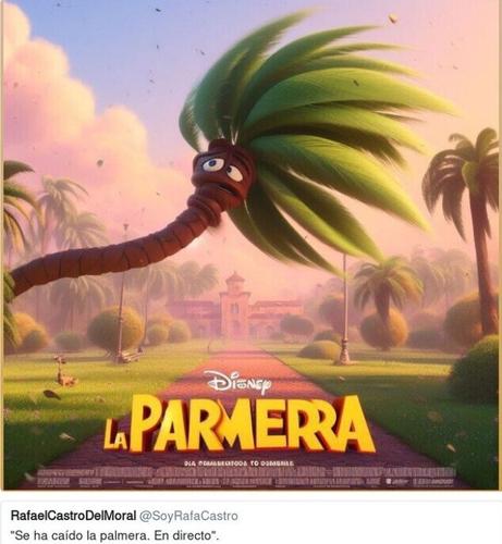 Se ha caido la palmera en directo. Pelicula de Disney. Por el famoso video de la sevillana. Obviamente es fake