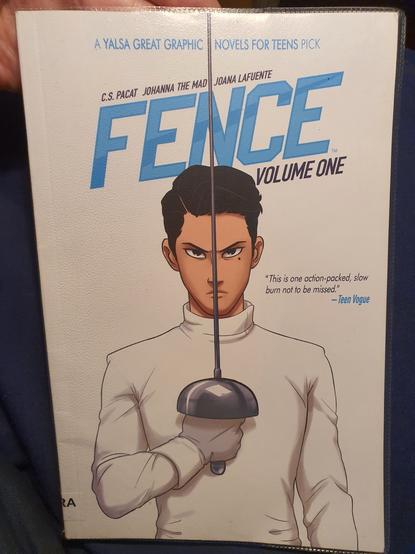 Cover of Fence by C S Pacat depicting protagonist Seiji Katayama in en garde pose, and a mean face.
