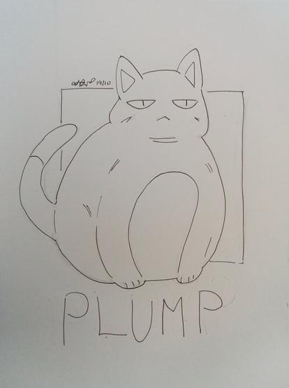 a drawing of a fat cat