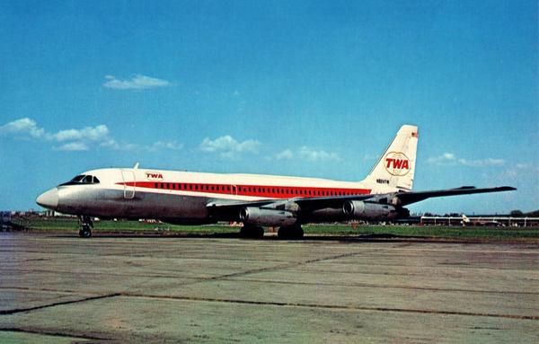 fast looking jetliner is waiting its next mission under blue skies