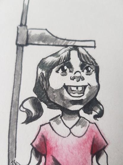 Illustration d'une petite fille qui mesure sa taille et qui est heureuse d'avoir grandi.