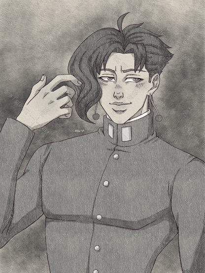 Illustration of Noriaki Kakyoin from Jojo's Bizarre Adventure part 3: Stardust Crusaders.