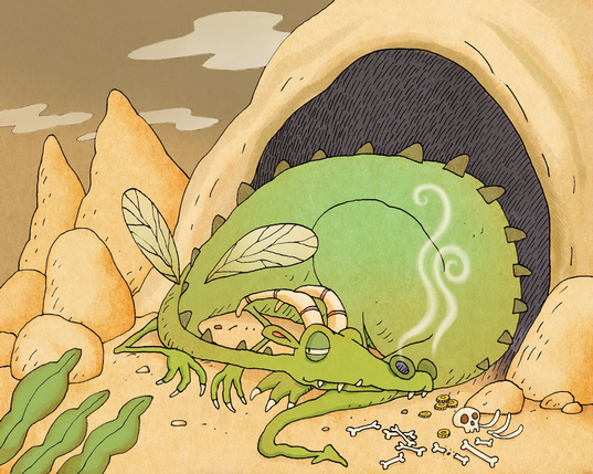 A large lazy dragon dozing outside of it’s cave