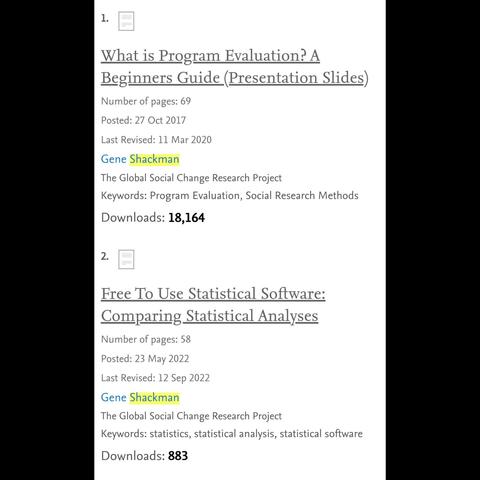 Program evaluation, free statistical software at ssrn.com