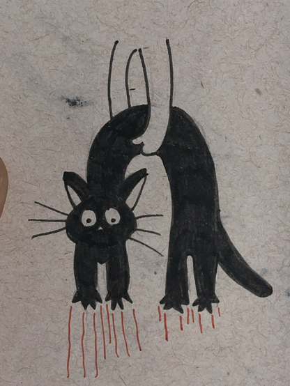 Cat scratching human skin.
