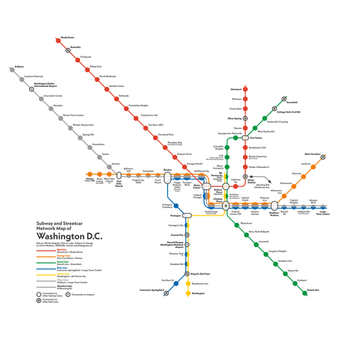 bright diagram of Washington DC metro, 2023