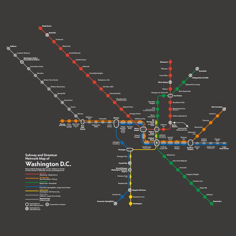 dark diagram of Washington DC metro, 2023