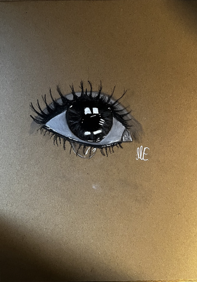 Gemaltes Auge mit einer Träne.