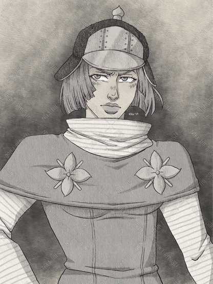 Illustration of Hot Pants from Jojo's Bizarre Adventure part 7: Steel Ball Run.
