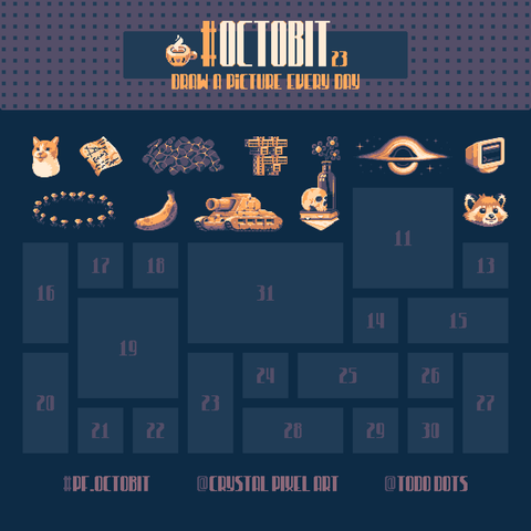 Octobit calendar with numbers 1 through 12 filled in