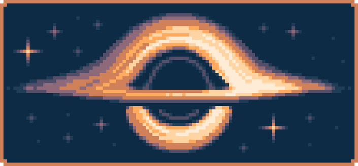 Pixel art drawing of a black hole