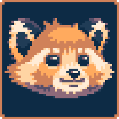 Pixel art drawing of a red panda.