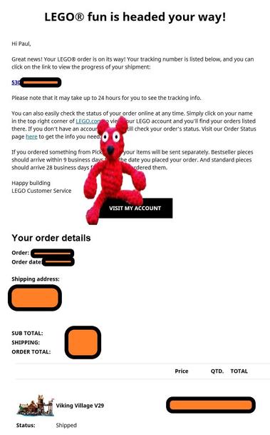 #Lego #OrderConfirmation: #Shipped