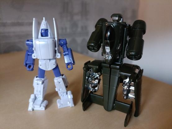 Bad boys! The model from the previous photo is joined by his original Gobot toy, a dark green bersion of the same plane, the Warthog A-10, but with a very different transformation.