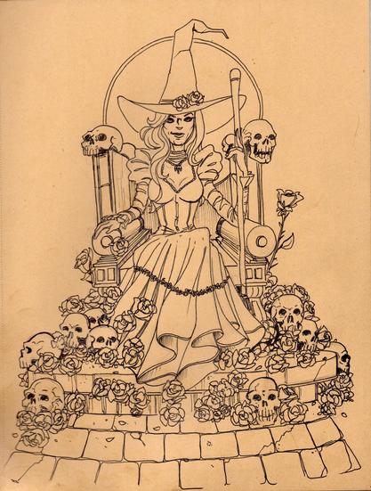 line art of Elphaba, The Wicked Ruler of Oz