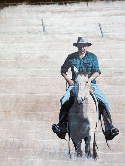 Mural of a cattle drover on their horse