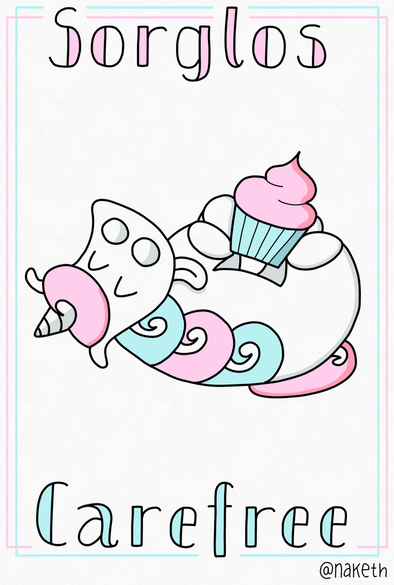 Purzel wälzt sich sorglos auf dem Rücken und spielt mit einem riesigen Cupcake wie eine Katze mit einem Wollknäuel.
