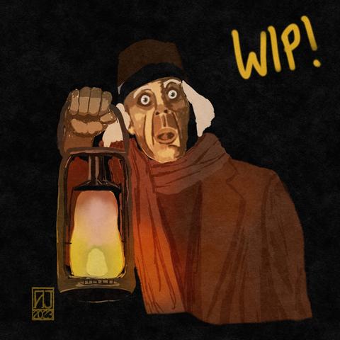 Graveyard, caretaker, holding a lantern