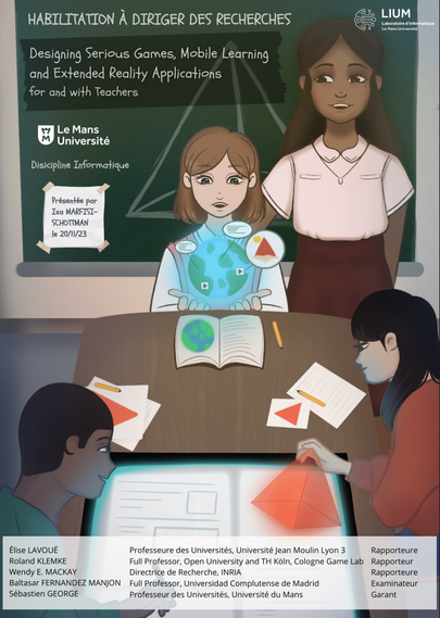 Invitation HDR avec un dessin d'une classe avec des outils edtech