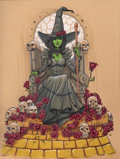 marker drawing of Elphaba as the Wicked Ruler of Oz