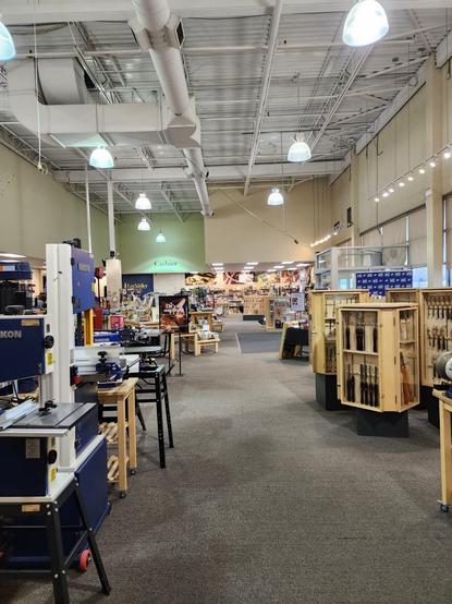 Inside photo of Lee Valley store showing their woodworking tools displays