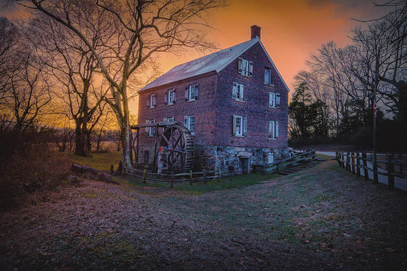 Scenic old North Carolina Kerr Grist Mill,  near sunset available here:

https://pixels.com/featured/north-carolina-grist-mill-at-sunset-norma-brandsberg.html