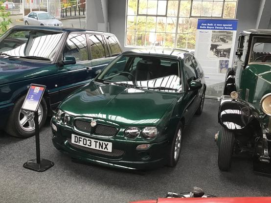 British Racing Green MG ZR, front view
