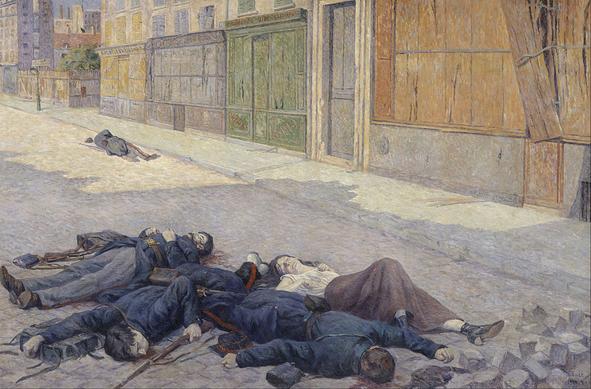 Maximilien Luce, Une rue de Paris en mai 1871 [1903/1906]. Foto: Maximilien Luce, Public domain, via Wikimedia Commons.