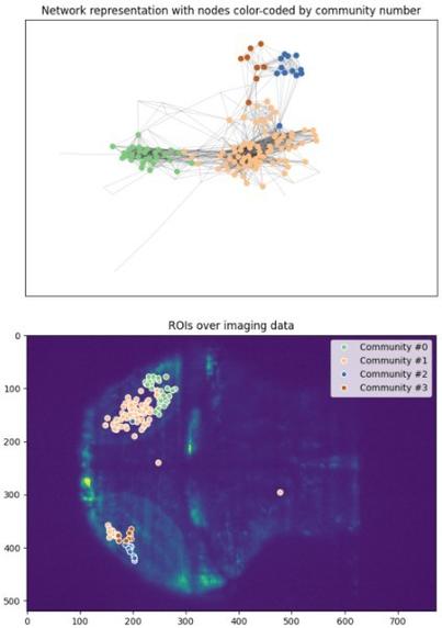 Application of NetworkX library to calcium imaging data.