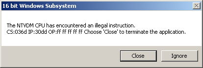 16-bit app crash on Win7-32