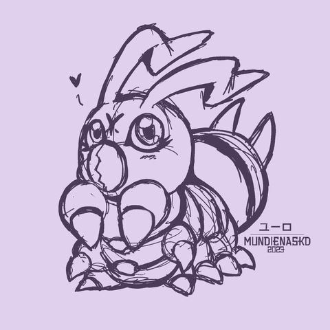 Digital doodle of the Digimon Wormmon, one of the Digimon protagonists from Digimon Adventure 02