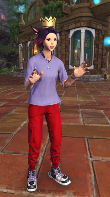 Joan dressed as Jughead Jones from the Archie comics. Even with his fancy crown!