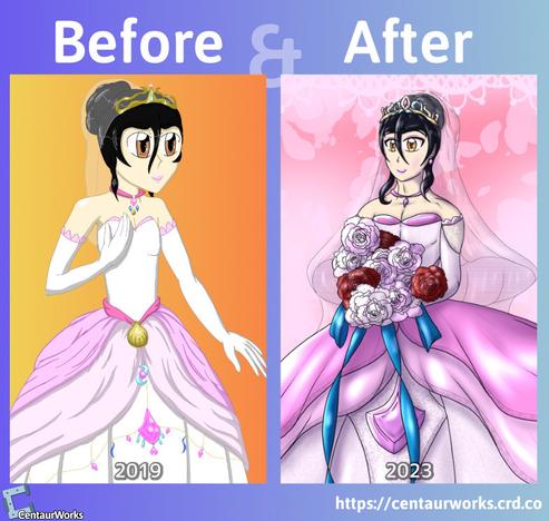 Drake Florian (my OC) in a White and Pink Wedding Gown, Holding a Bouquet of Pink and Red roses, they're nervous but happy.