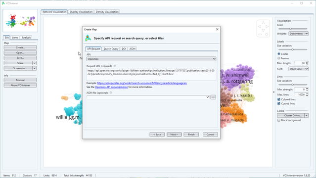 Screenshot of VOSviewer version 1.6.20
