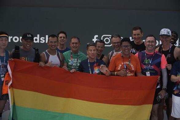 As part of #GayGames Hong Kong 2023, the AIDS quilt memorial ceremony was held on Saturday to commemorate those who died in the AIDS epidemic, and to raise awareness of HIV/AIDS.   Audience members were invited to add the names of those who've passed away from AIDS-related illnesses. The quilt - now hung at Central's Festival Village - also included the names of those who received previous dedications during past Gay Games. Photo: Gay Games.