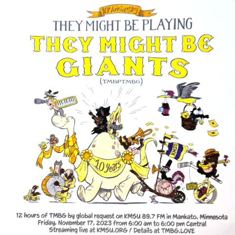 The 10th Anniversary They Might Be Playing They Might Be Giants design by Henrieke Goorhuis, colored by fan kimberly_jane_lloyd.