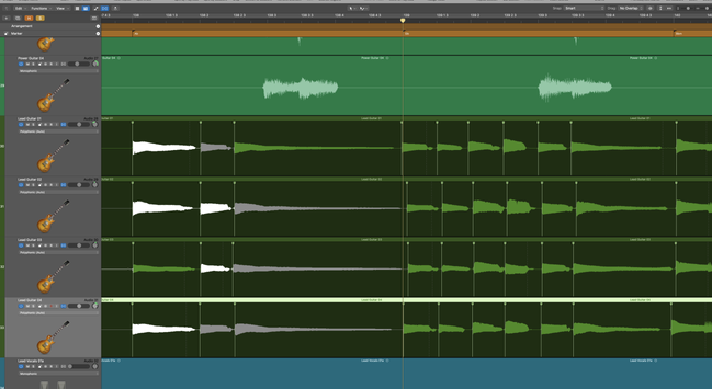 Fixing the timing of my guitar leads using Flex Time in Logic Pro X