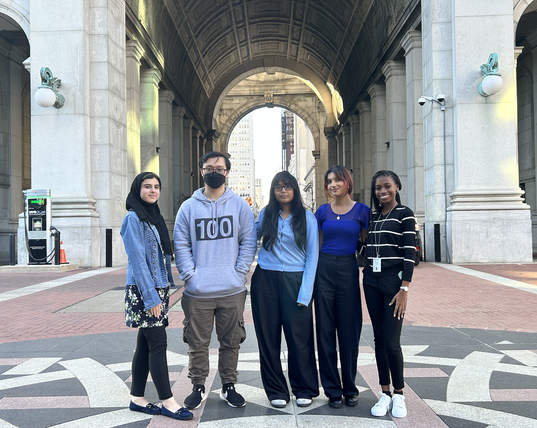 BetaNYC's newest Civic Innovation Fellows, standing outside of 1 Centre Street.