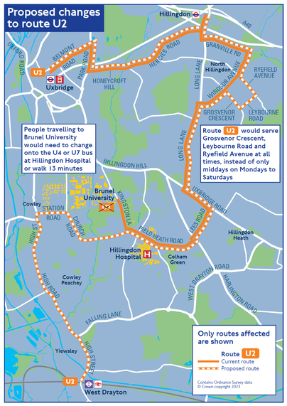 Proposed changes to route U2