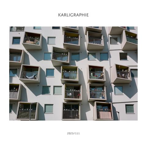 Bei 110 sahen wir die Balkone von der Seite, diesmal gibt es sie in der Frontale. Sie werden dadurch nicht gerade, aber hier erkennt man den Sinn der Form: Rechts ein Blickschutz, Links freie Sicht. Das ist einleuchtend, pickt der Karlheinz-Hora-Hof doch direkt an der rechten Flanke. Der Schnitt der Wohnungen würde mich interessieren, den kann man nur erahnen. Das Büro hat jedenfalls nicht mit Excel gezeichnet. Besser als die Grafik-Abteilung der Telekom-Austria.