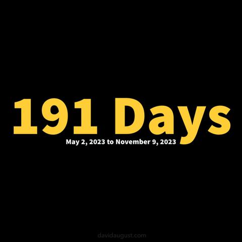 191 Days 
May 2, 2023 to November 9, 2023 
davidaugust.com