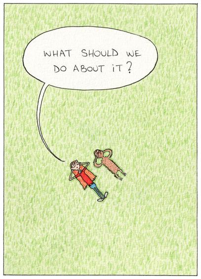 Panel 2: Alice says "What should we do about it?"