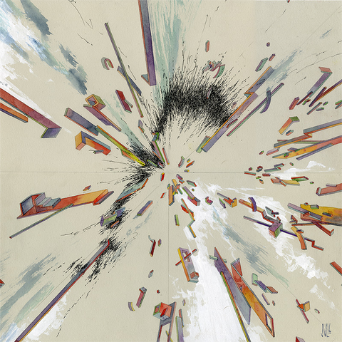 Collider,  oeuvre abstraite de Jacob van Loon évoquant la collision