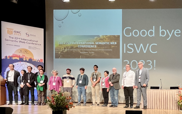 Closing Session of ISWC 2023 with all of the (remaining) organizers on stage.