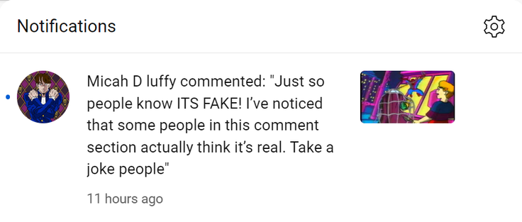 A youtube comment on a 1996 Spiderman Chef Boyardee commercial. "Just so people know ITS FAKE! I’ve noticed that some people in this comment section actually think it’s real. Take a joke people"