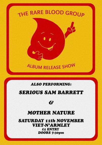 tonight! 
cotd, byob, message for satnav 

#TheRareBloodGroup #SeriousSamBarrett #MotherNatureBand #Leeds12 #LeedsGigs